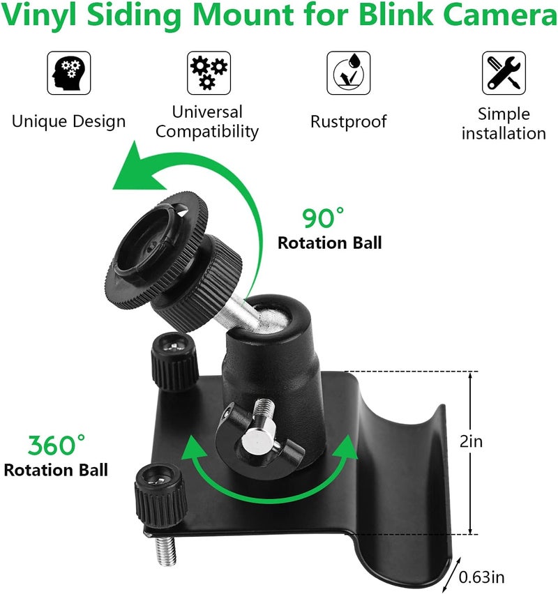 ALERTCAM 2Pack Vinyl Siding Mount for Blink Outdoor 4 (4th Gen)/(3rd Gen), Blink XT / XT2, Blink Mini, Adjustable Mounting Bracket with Outdoor Vinyl Siding Clips Hooks - Image 3